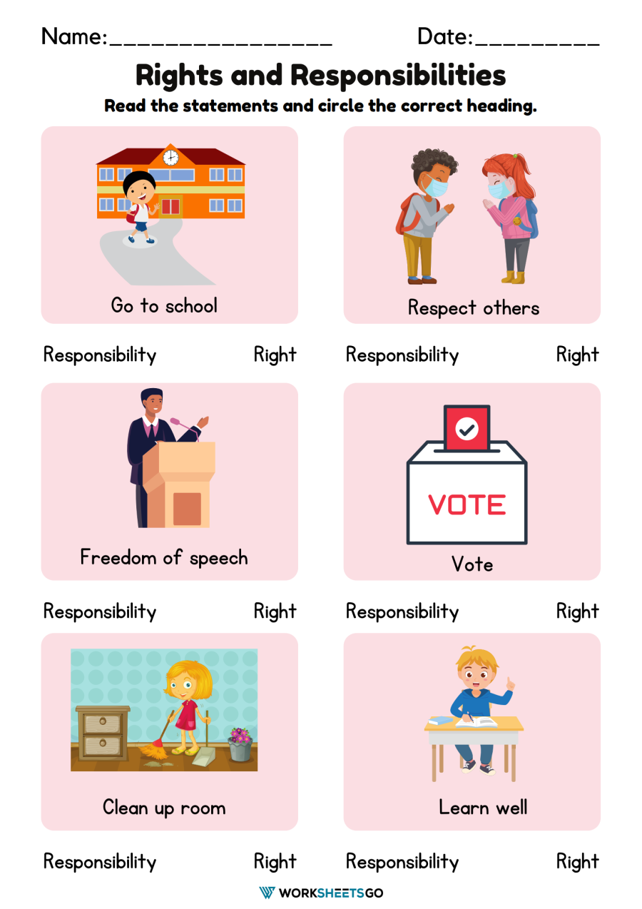 Free Printable Responsibility Worksheets Pdf