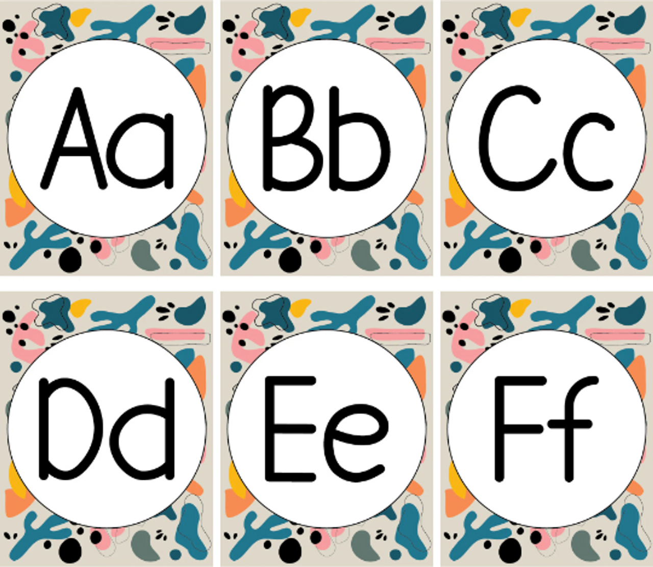 Retro Brights Alphabet Posters Printable PDF