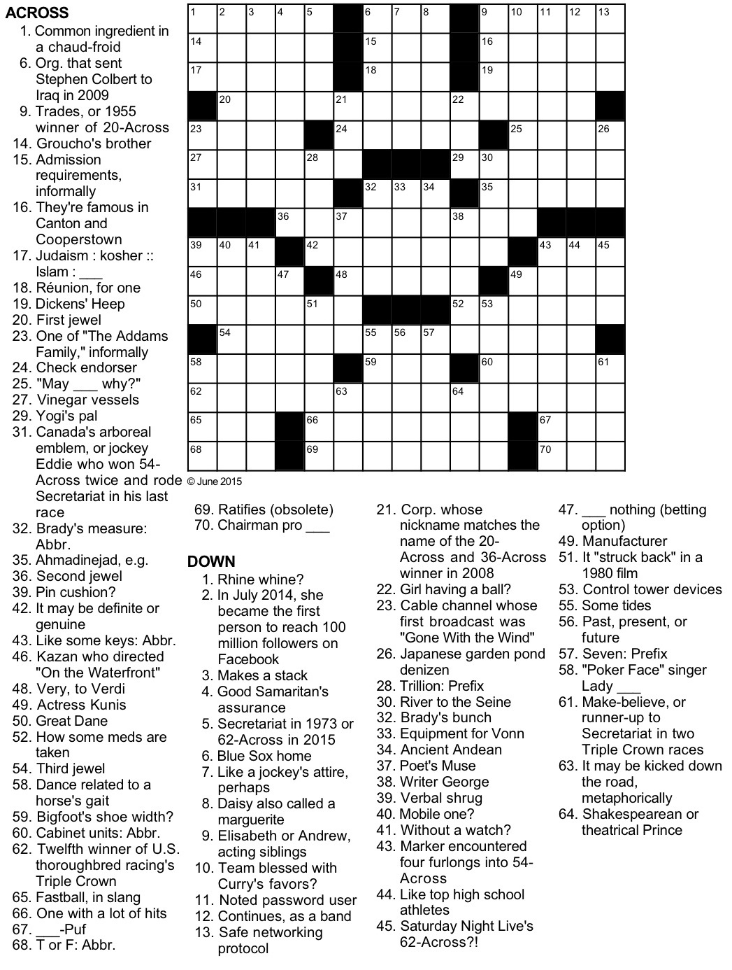 Sports Crossword Puzzles Free Printable
