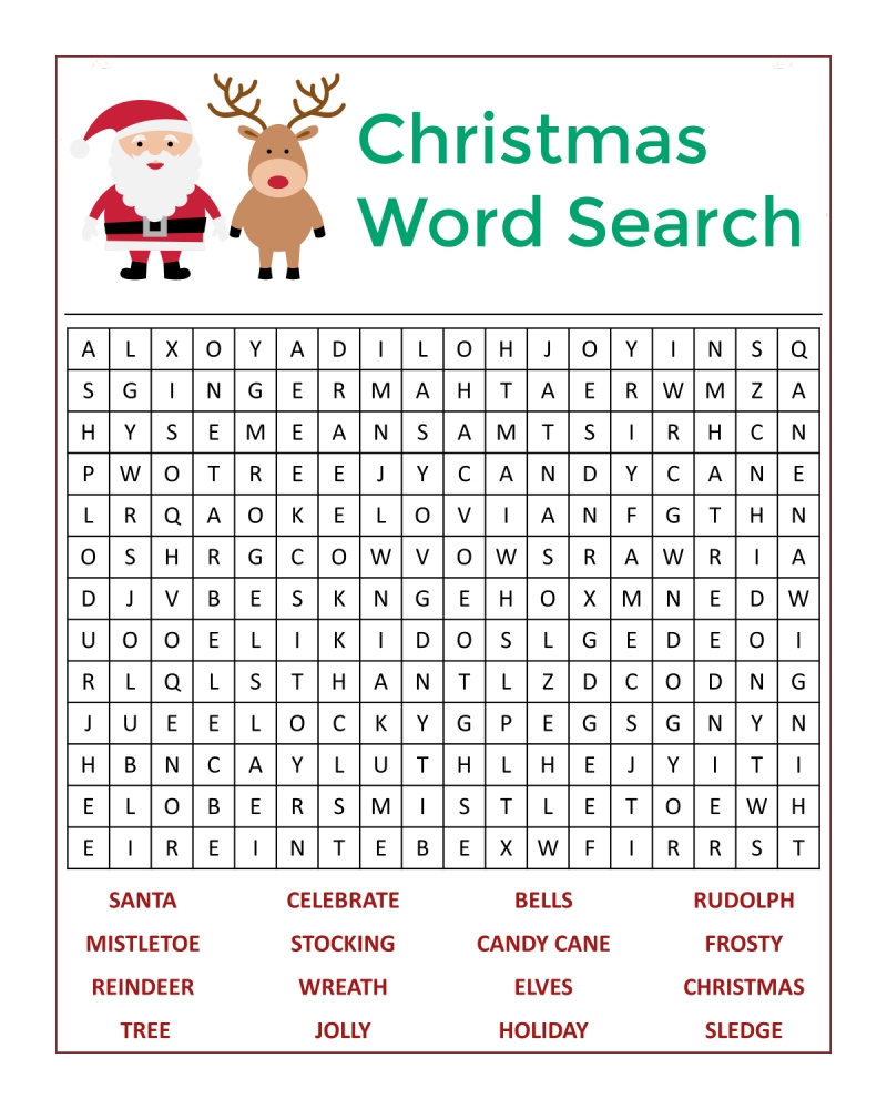 Free Printable Christmas Word Search Puzzles