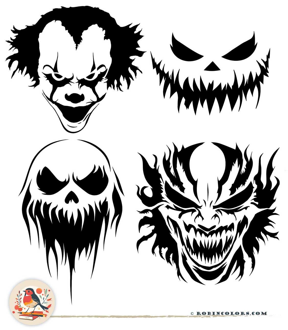 Scary Pumpkin Designs Printable