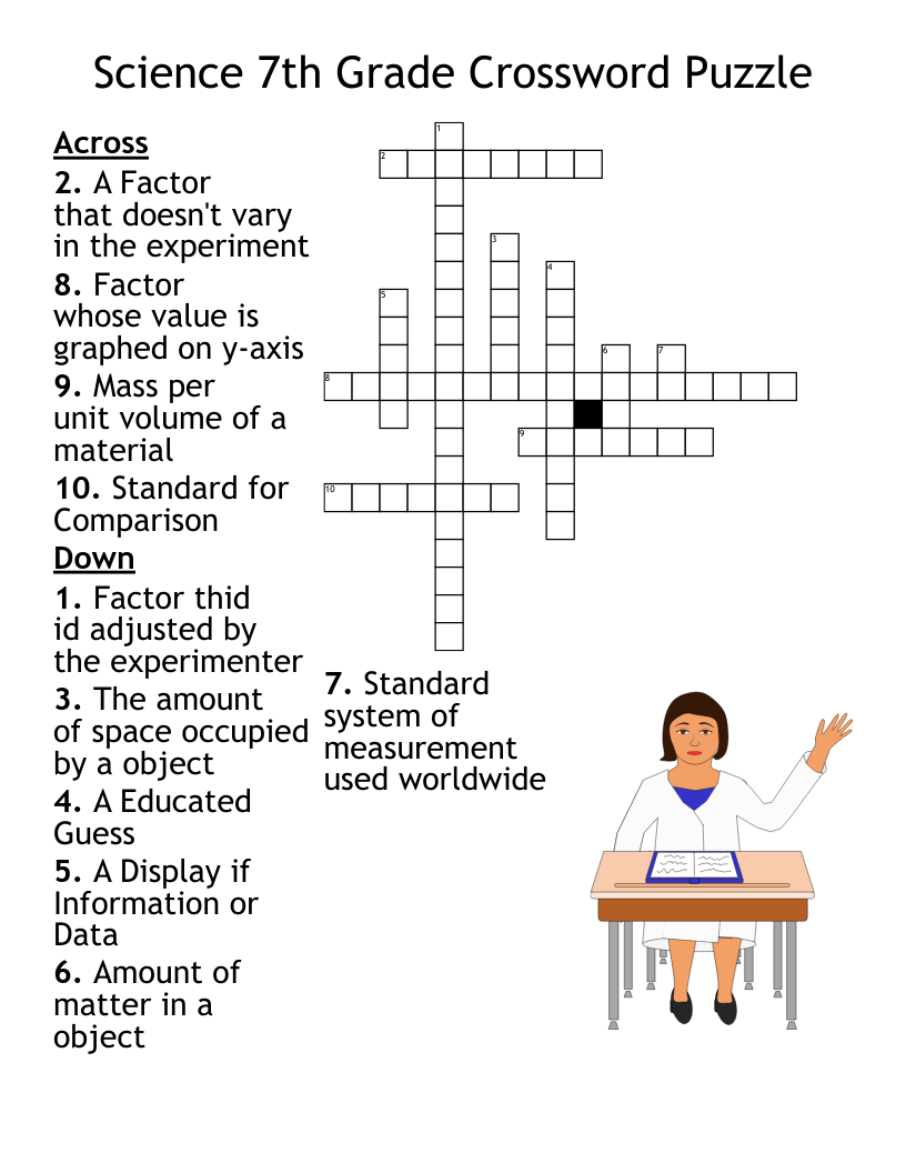 Crossword Puzzles Printable 7th Grade