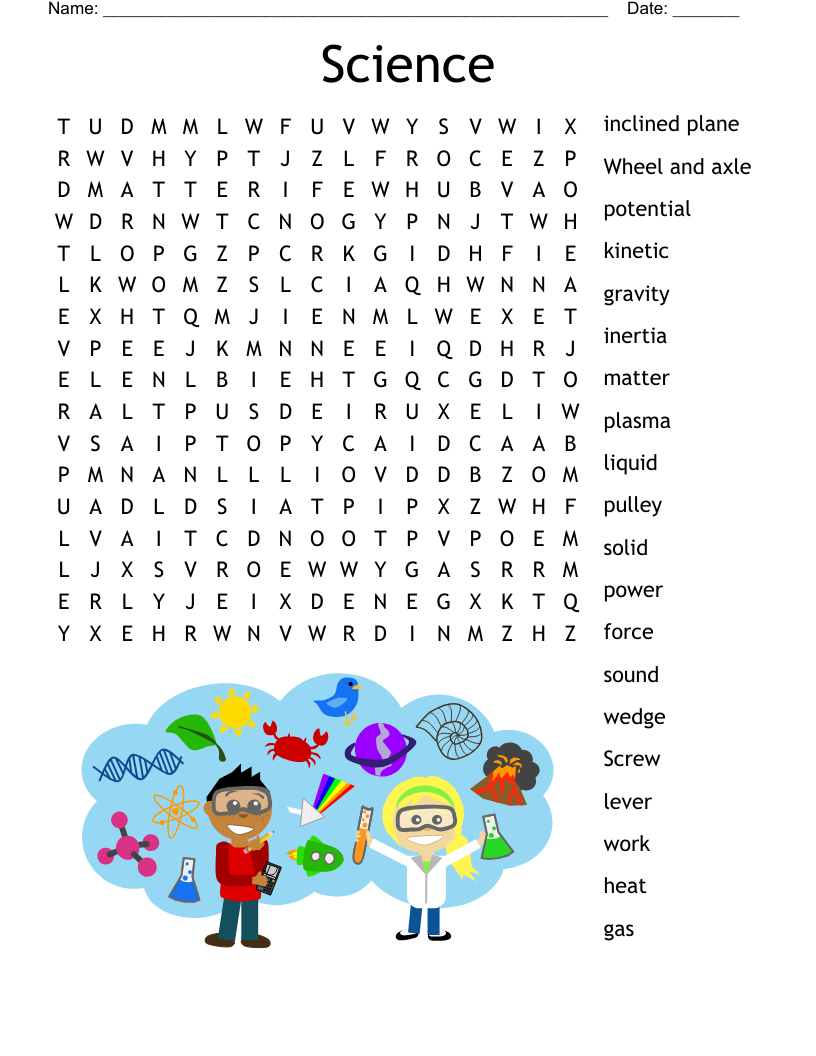 Science Word Find Puzzles Printable