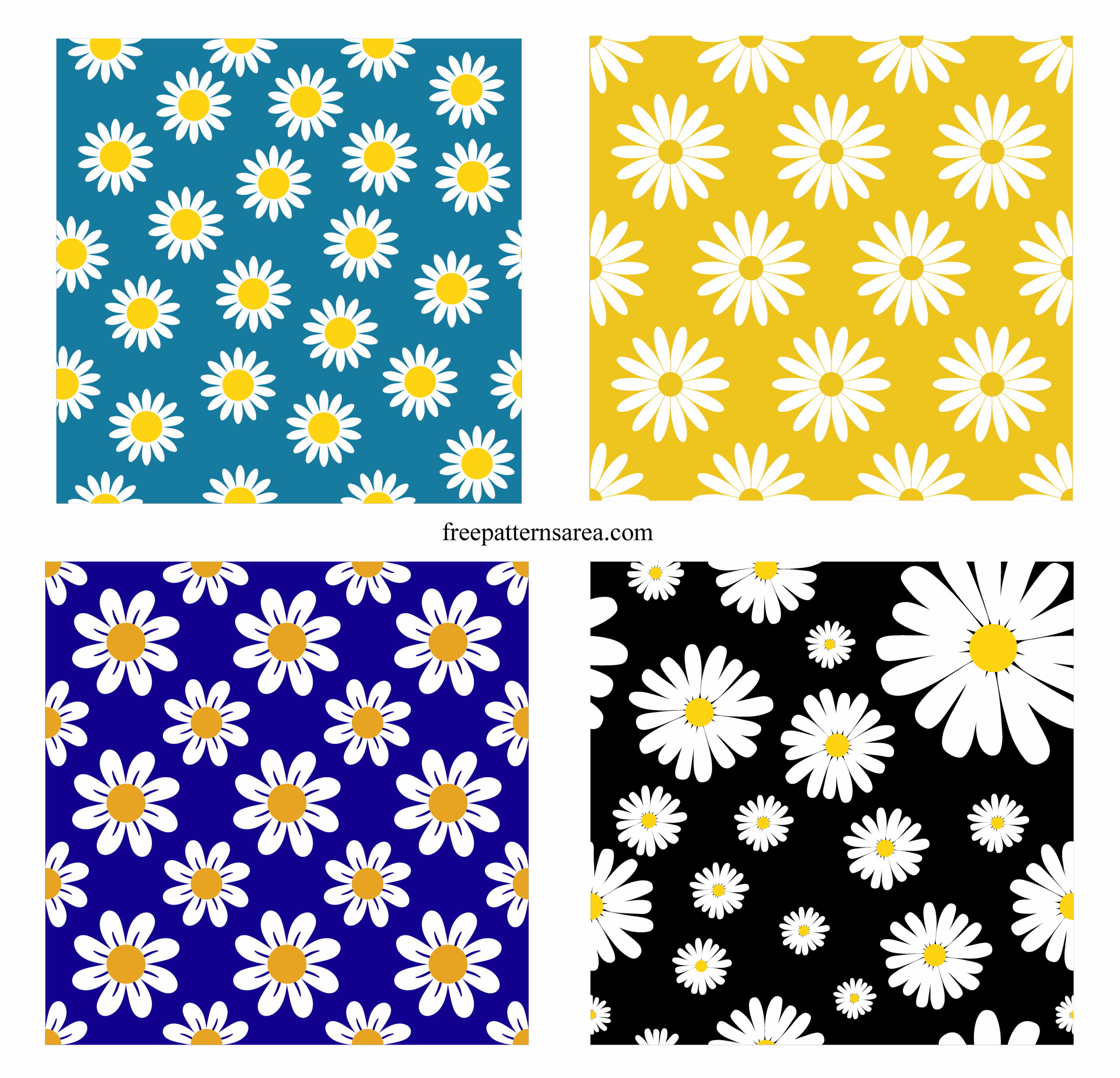 Seamless Daisy Vector Patterns Free High Quality Downloads