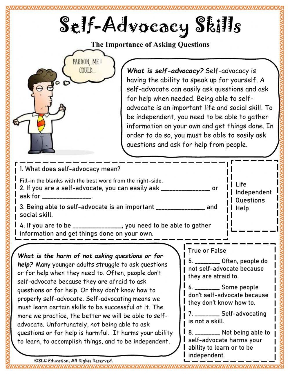 Free Printable Self-Advocacy Worksheets