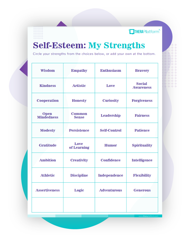 Printable Self Confidence Self Esteem Worksheets For Adults