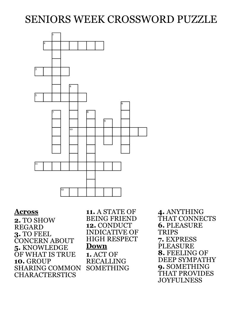 Printable Easy Crossword Puzzles For Seniors