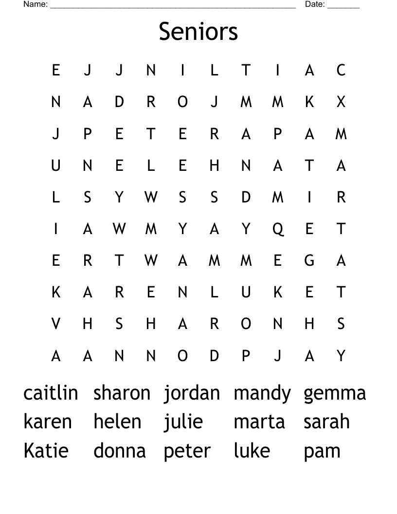 Senior Citizen Crossword Puzzles Printable
