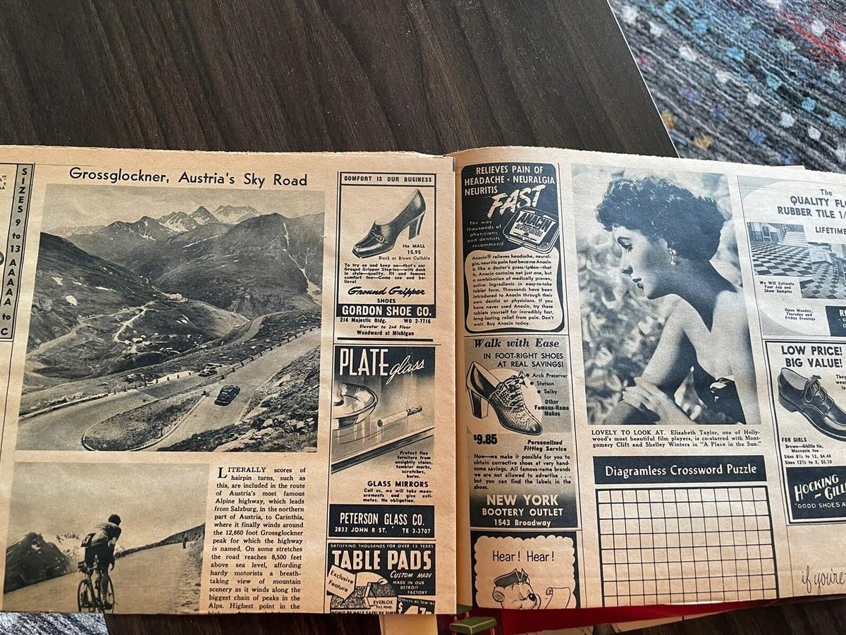September 2 1951 Detroit Newspaper Advertising Collectable Elizabeth Taylor