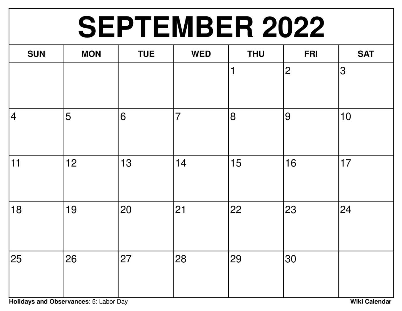 September Calendar Printable Pdf