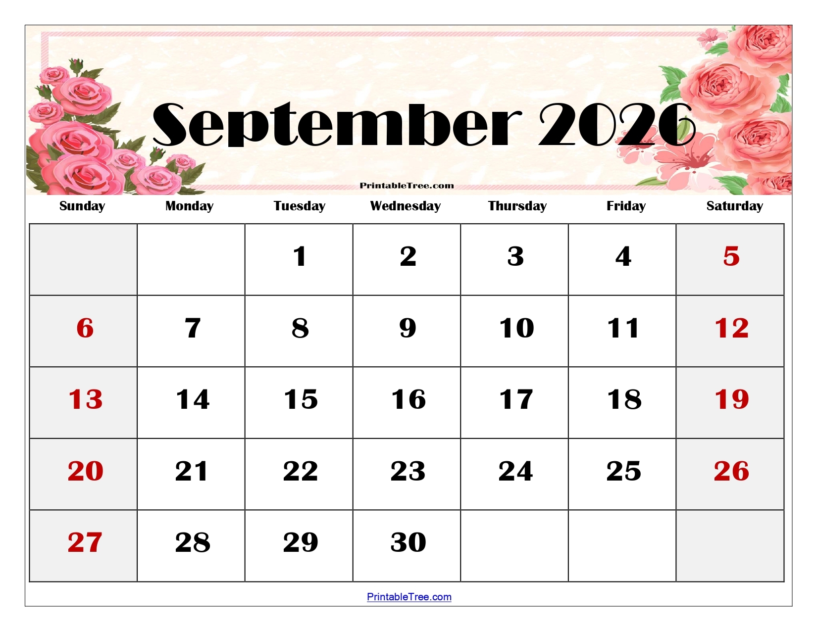 September 2026 Calendar With Holidays