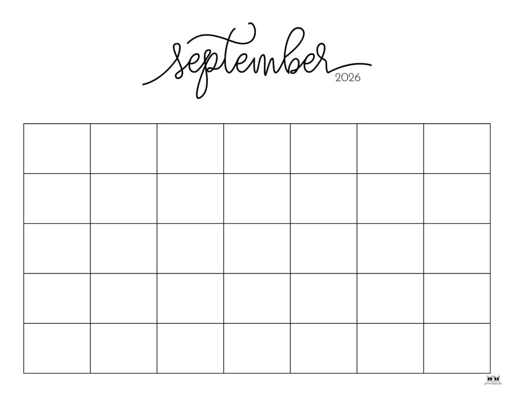 Blank September 2026 Calendar Fall