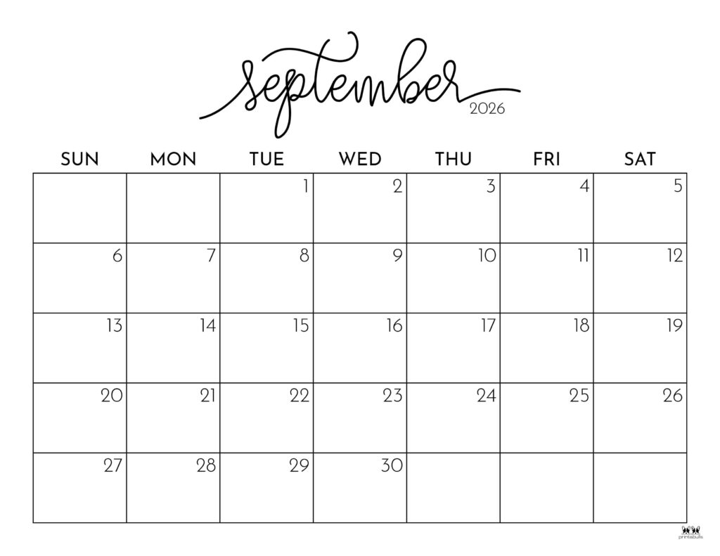 September 2026 Blank Calendar Free