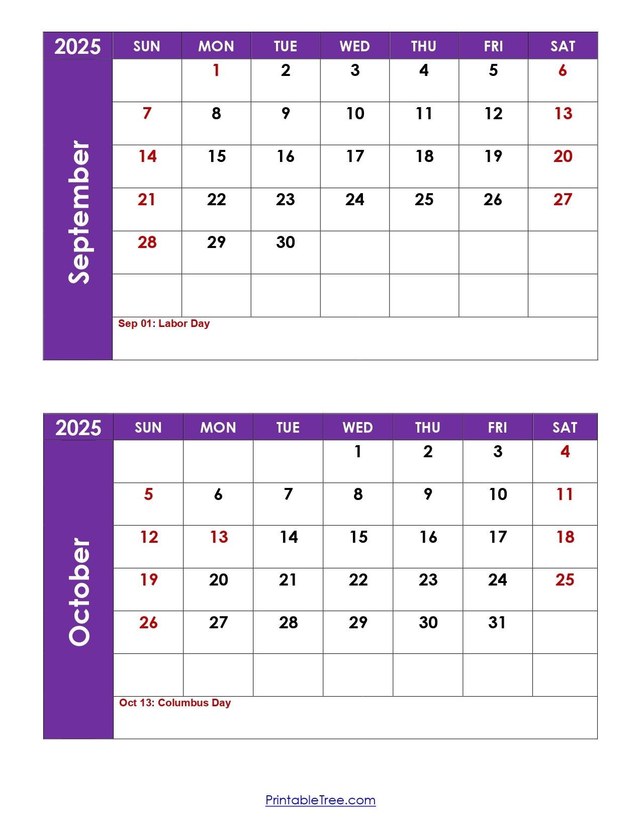 Blank October Calendar 2025 Printable