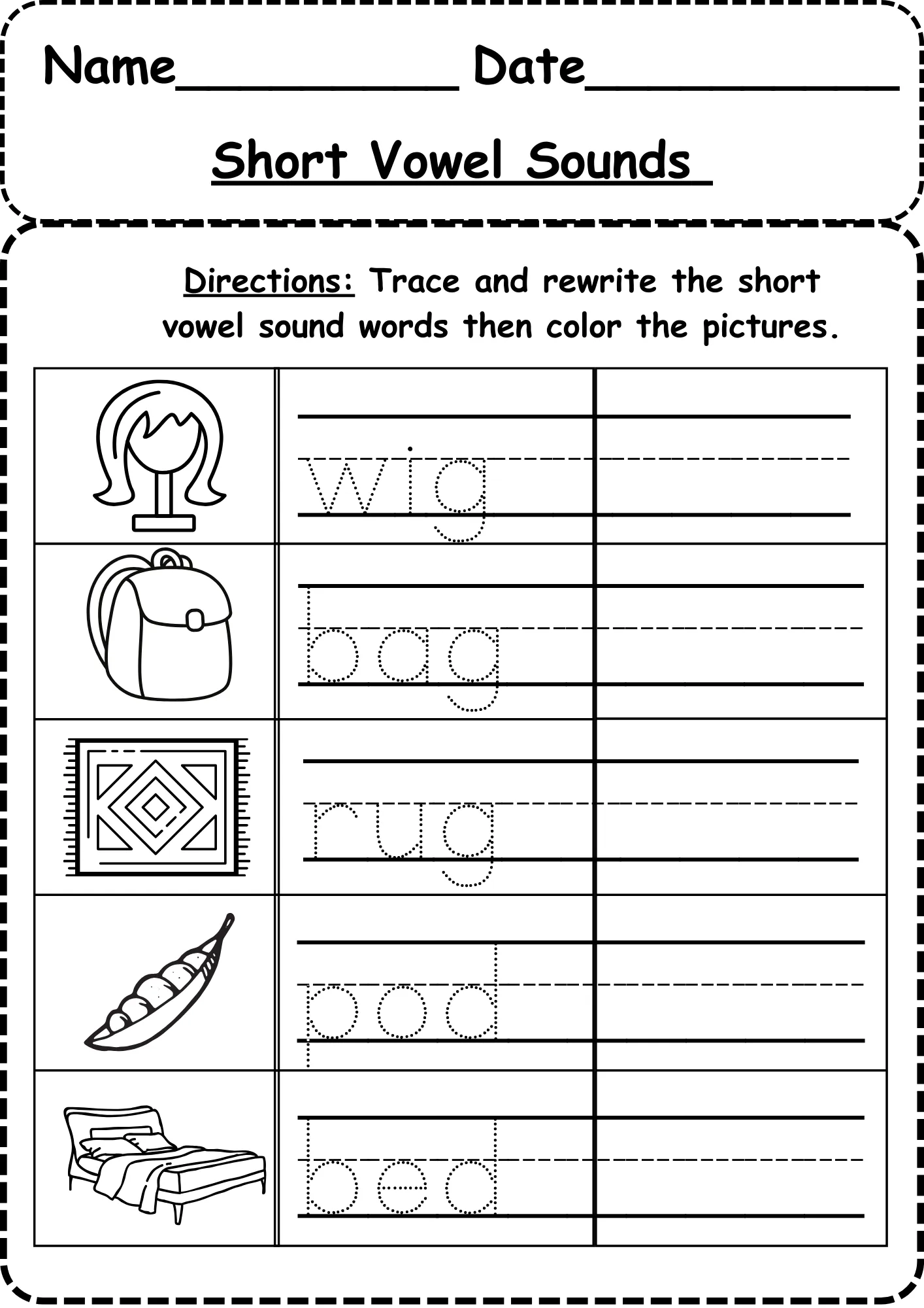 Free Printable Short Vowel Worksheets