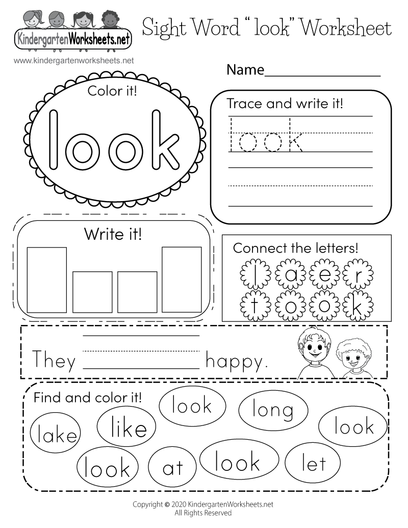 Free Printable Kindergarten Sight Words Worksheets Pdf