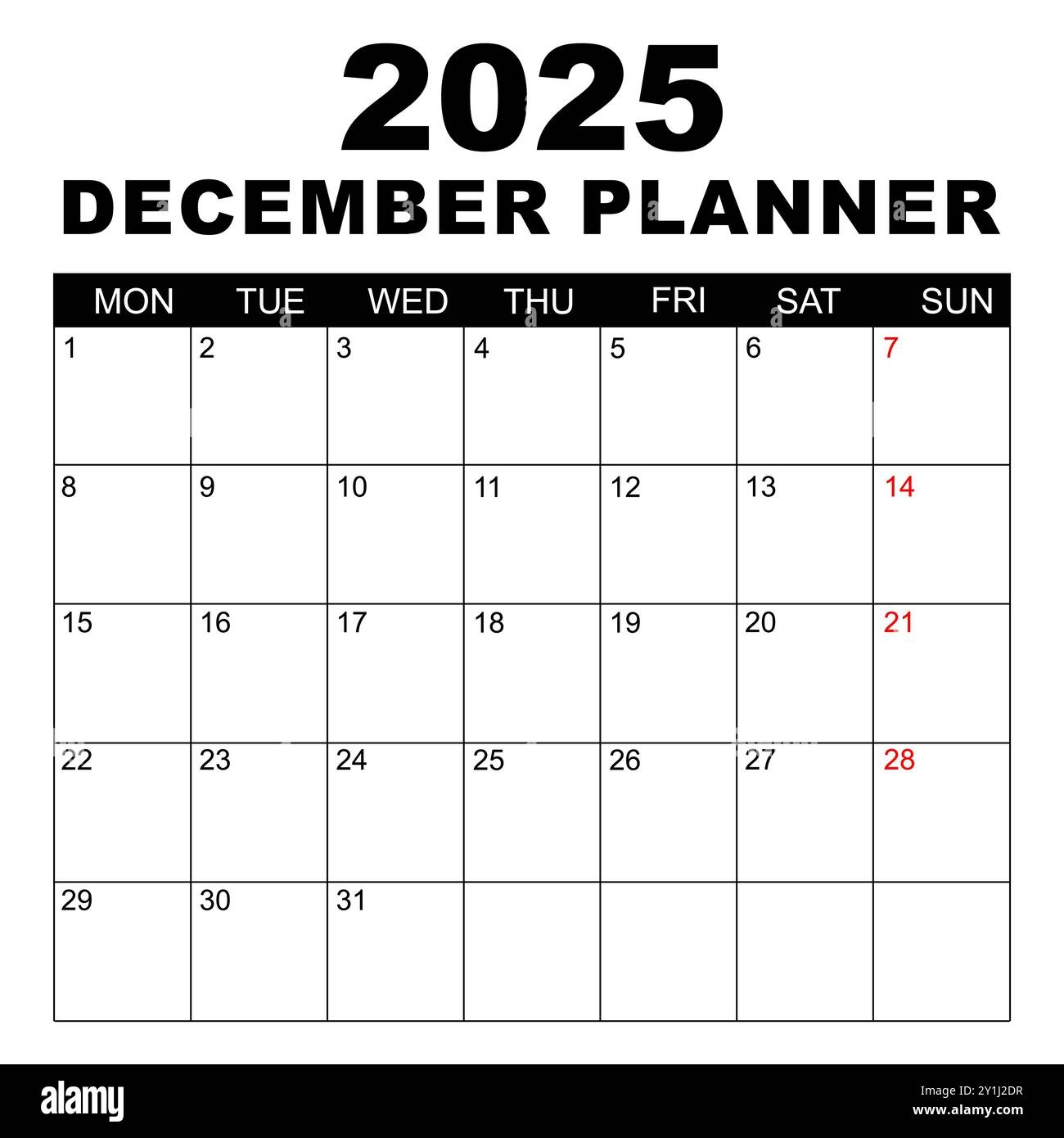 Simple 2025 Year Calendar Week Cut Out Stock Images Pictures Page 3 Alamy