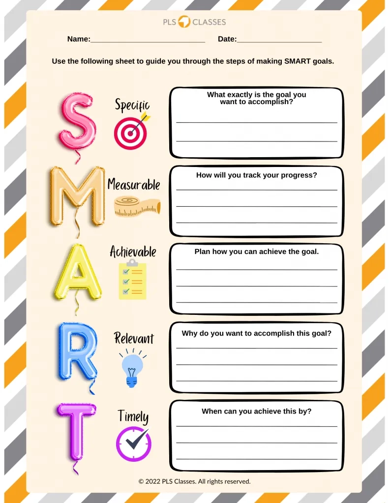 Smart Goals Printable Worksheet