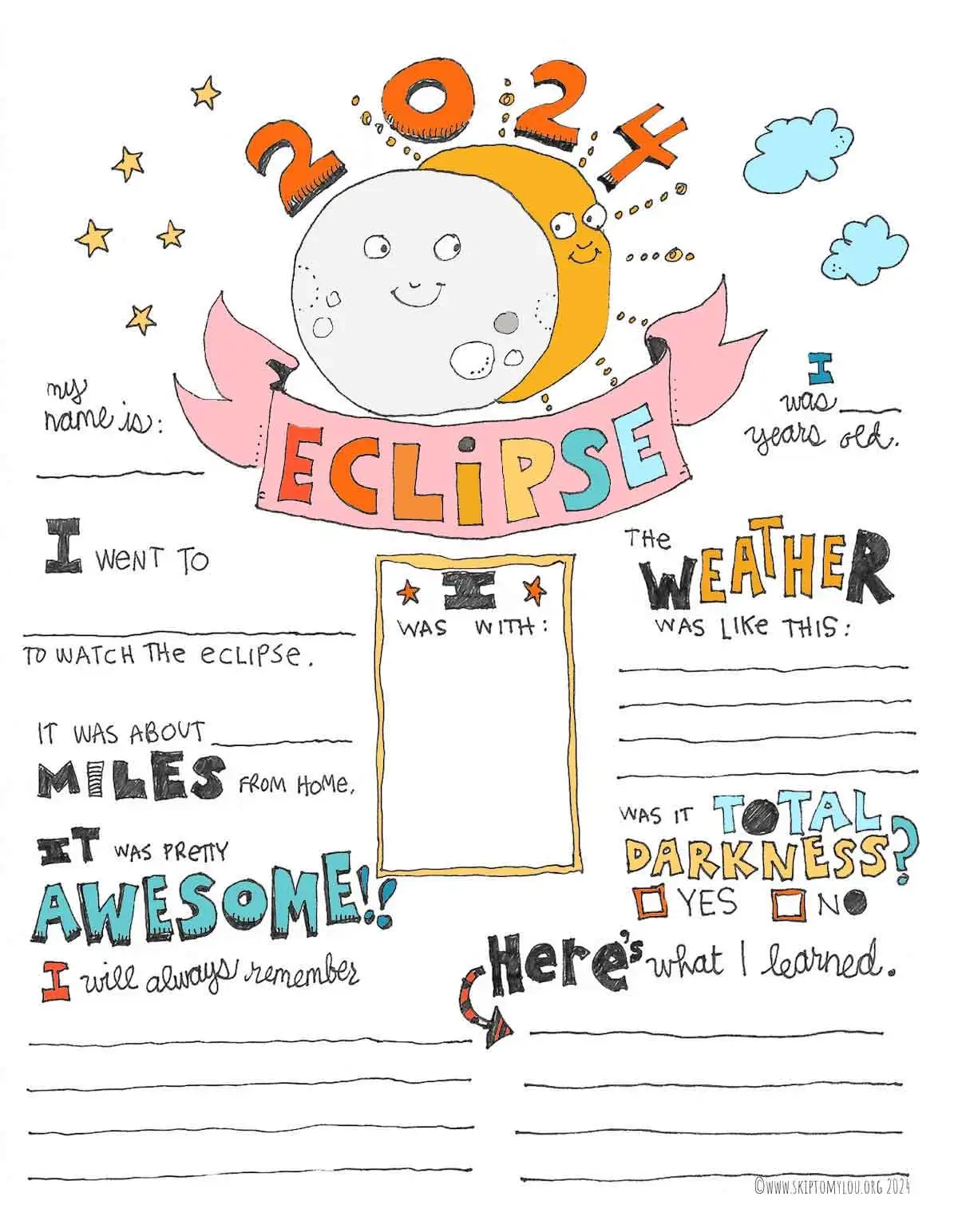 Free Printable Solar Eclipse Worksheets