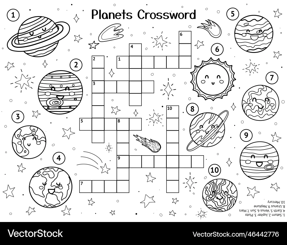 Planets Crossword Puzzles Printable Education