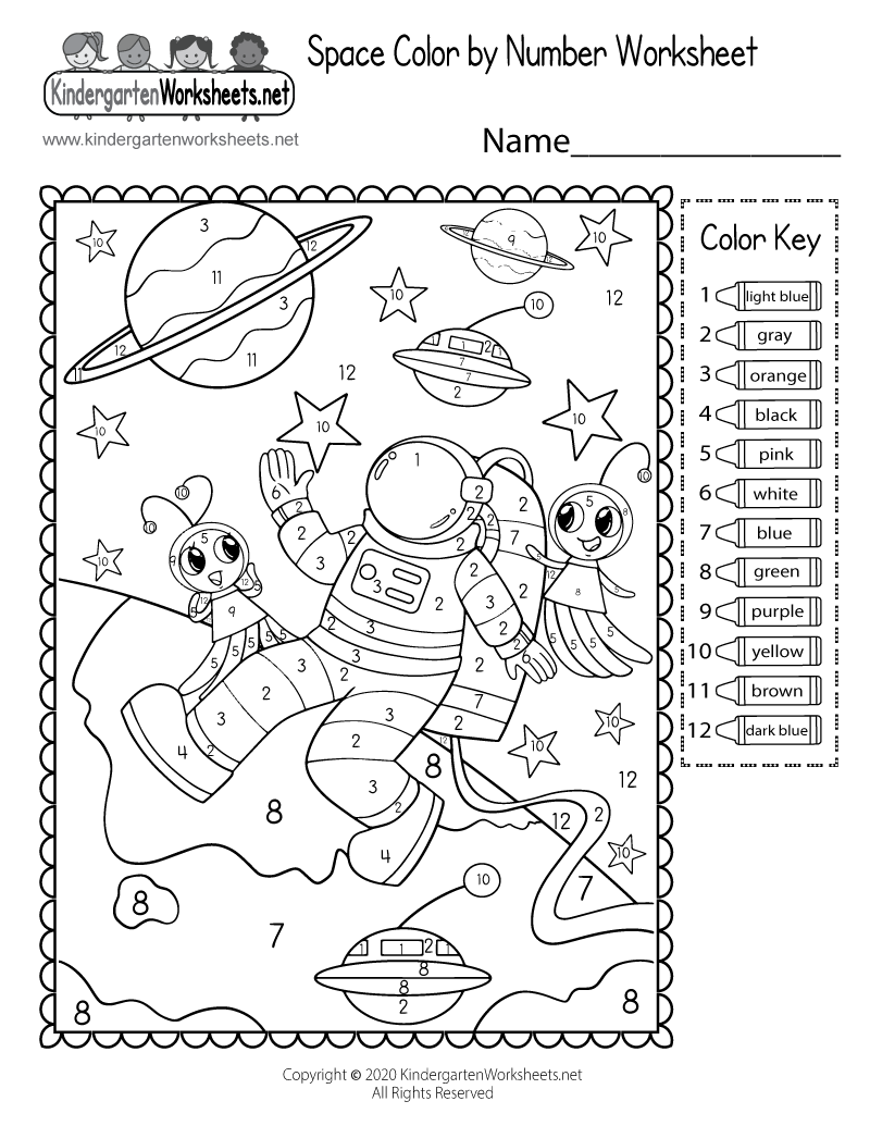 Space Color By Number Worksheet Free Printable Digital amp PDF