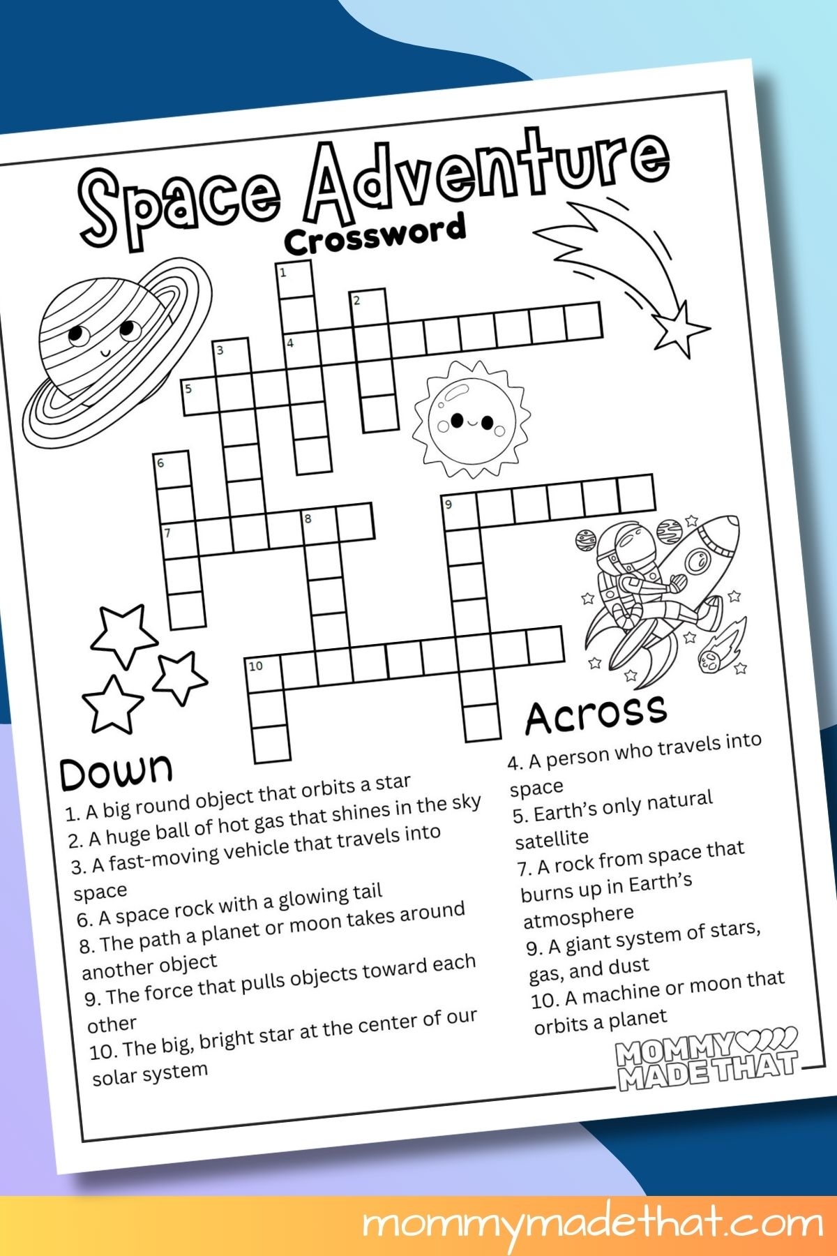 Space Crossword Puzzles Printable
