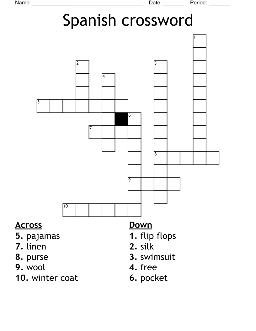 Spanish Crossword Puzzles Printable