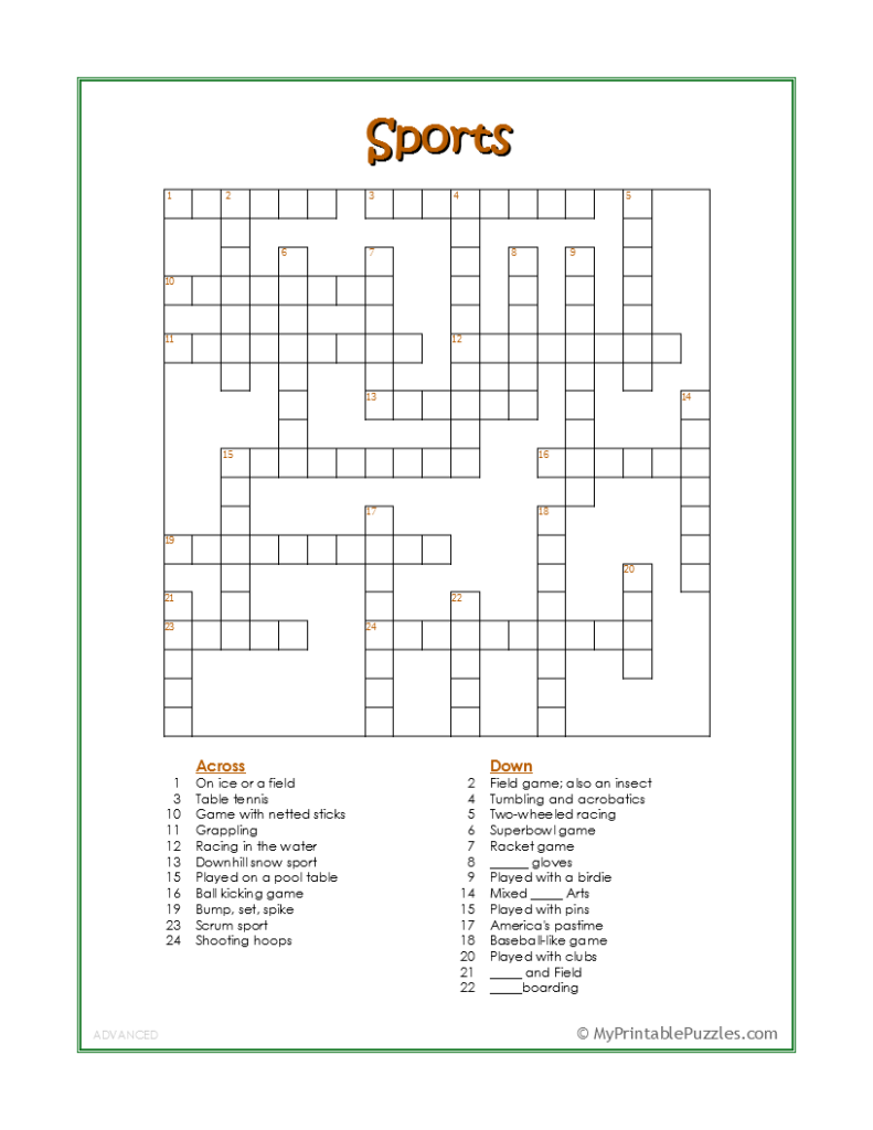 Free Printable Crossword Puzzles Pdf