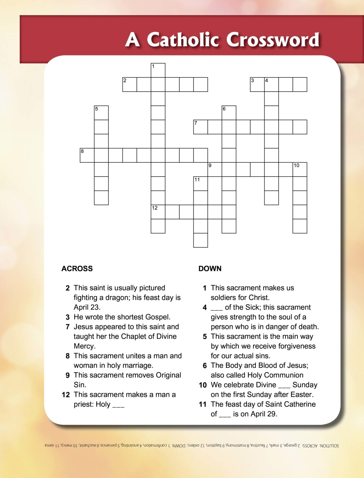 Catholic Crossword Puzzles Printable