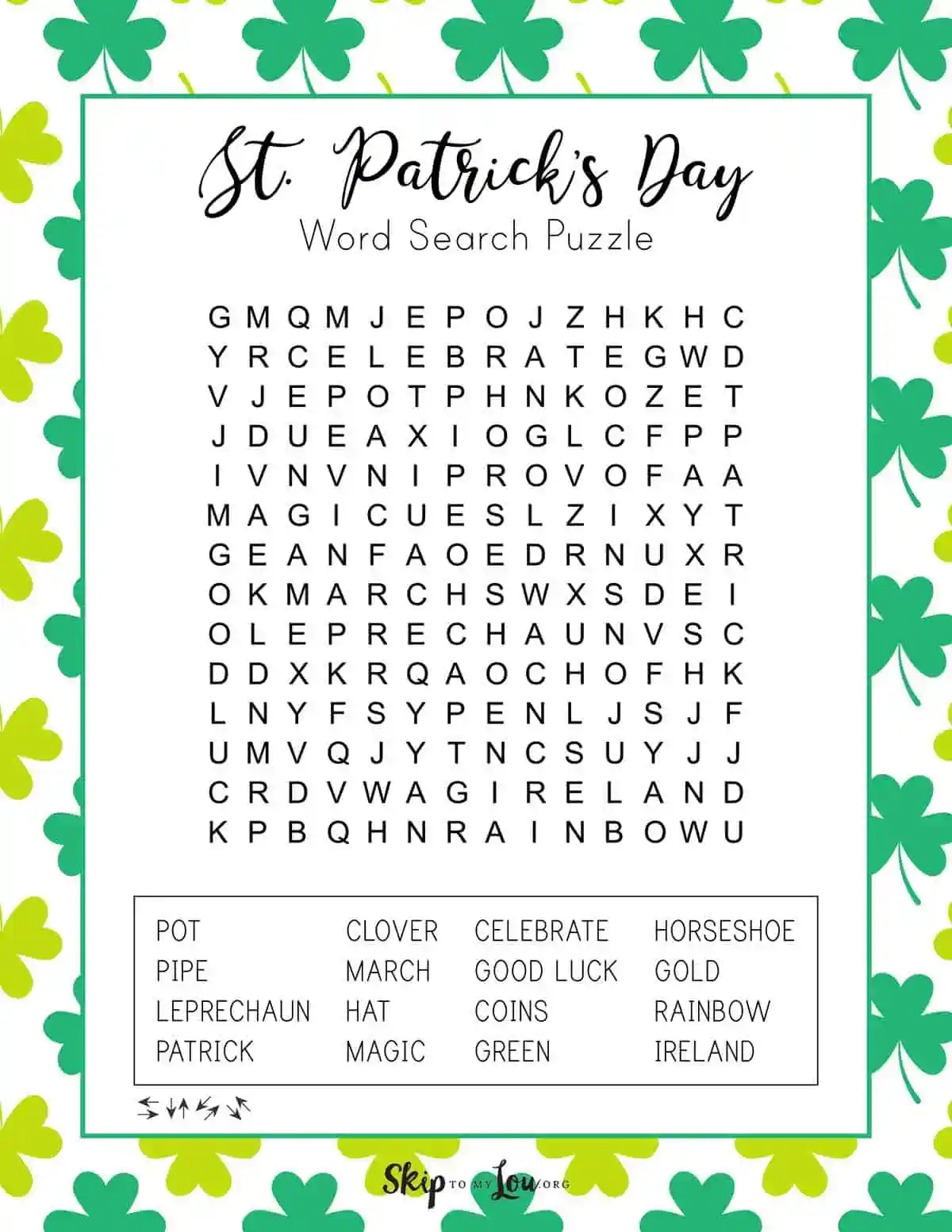 St Patrick's Day Puzzles Printable Free