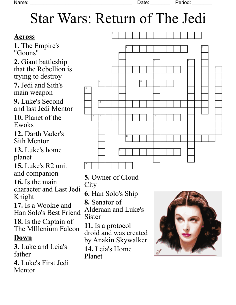Printable Star Wars Crossword Puzzles