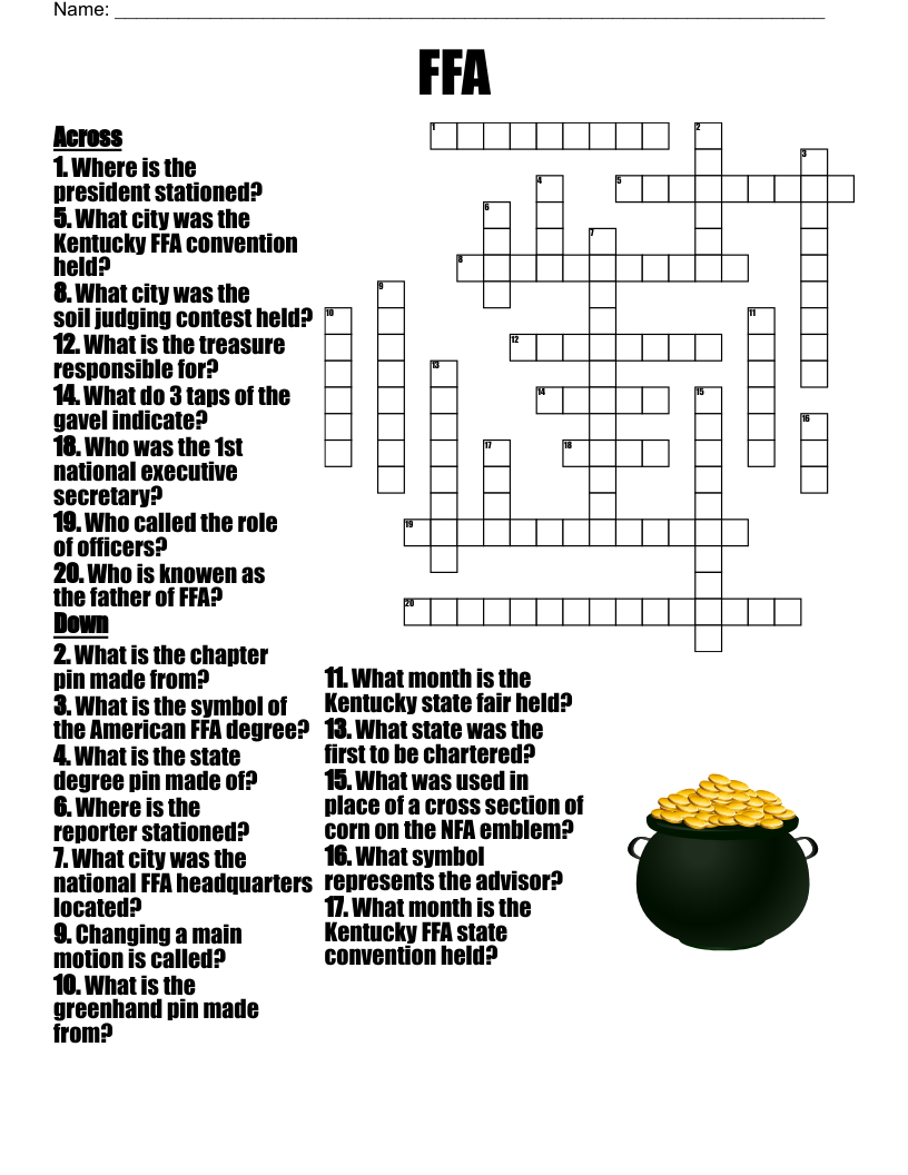 State Fair Crossword Puzzles Printable