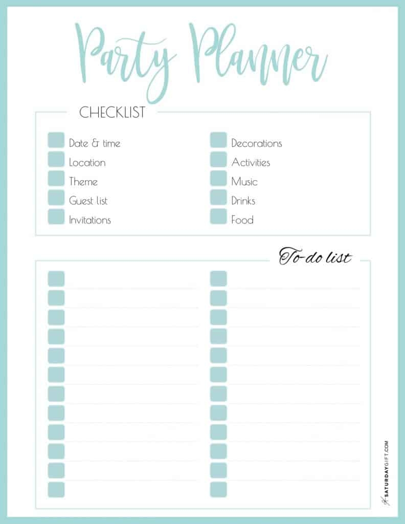 Pdf Free Printable Party Planning Worksheet