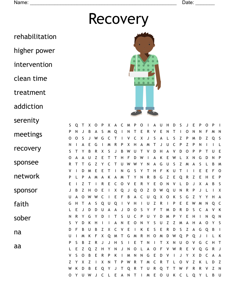 Recovery Crossword Puzzles Printable