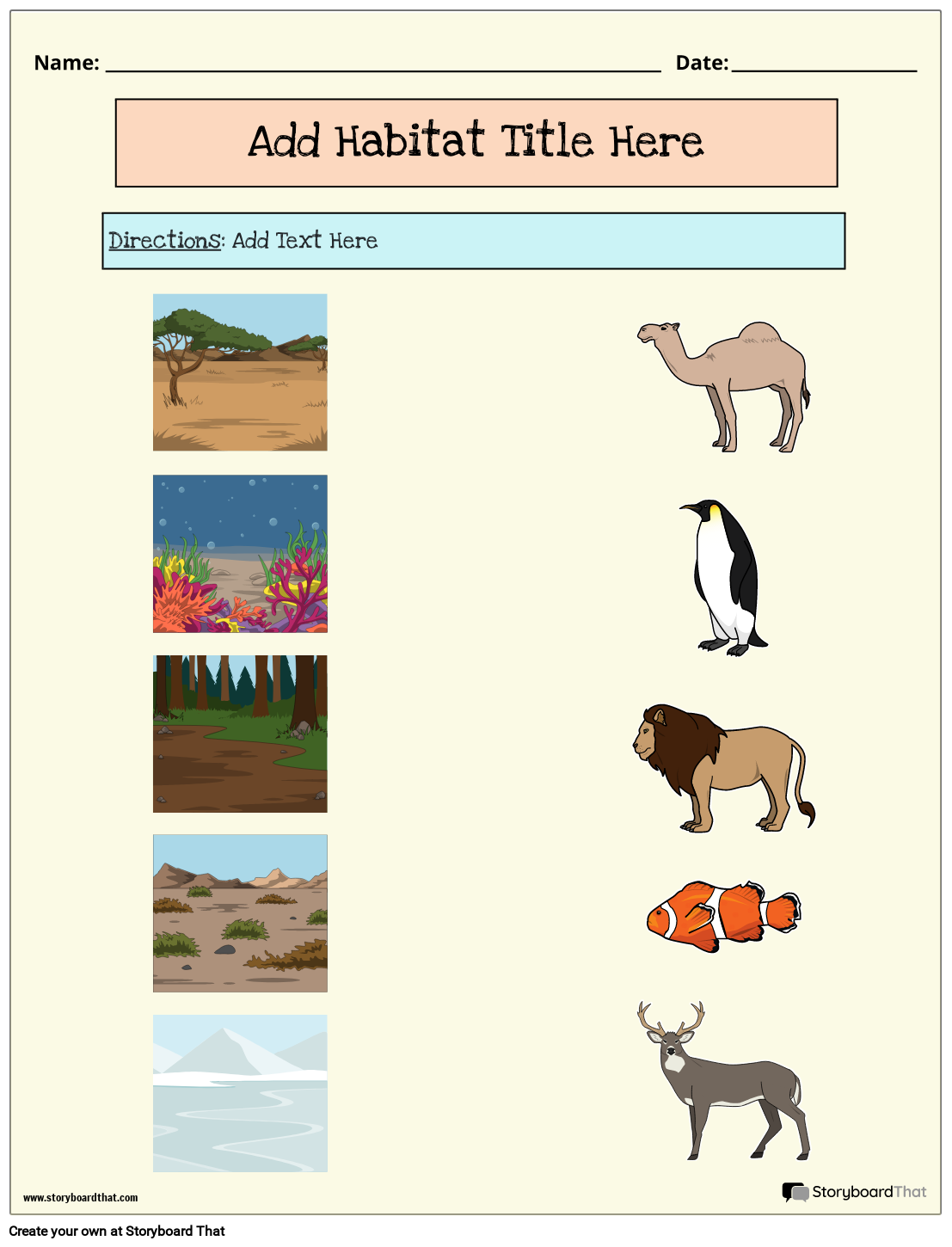 Printable Animal Habitats Worksheets