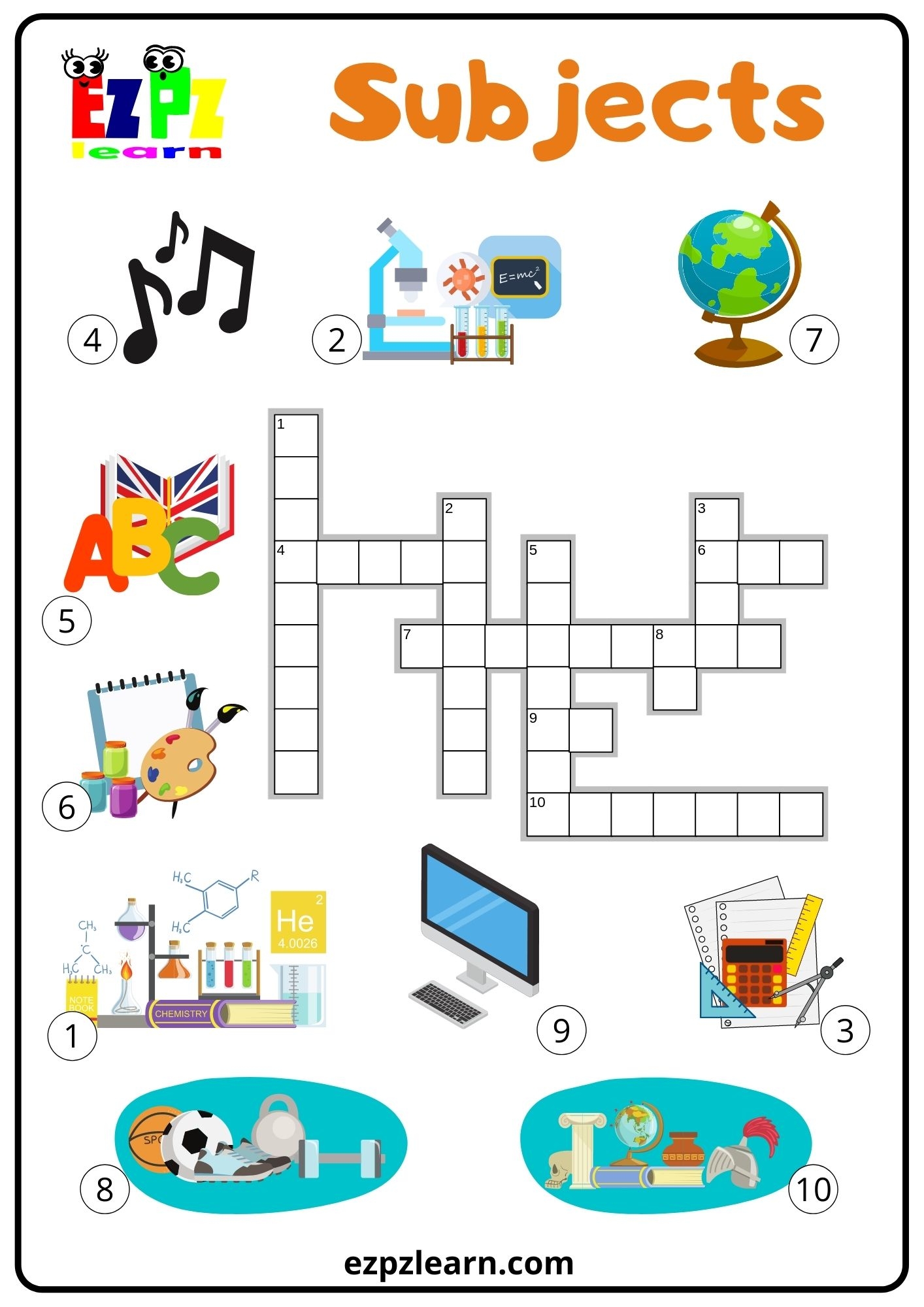 Subjects Crossword Ezpzlearn