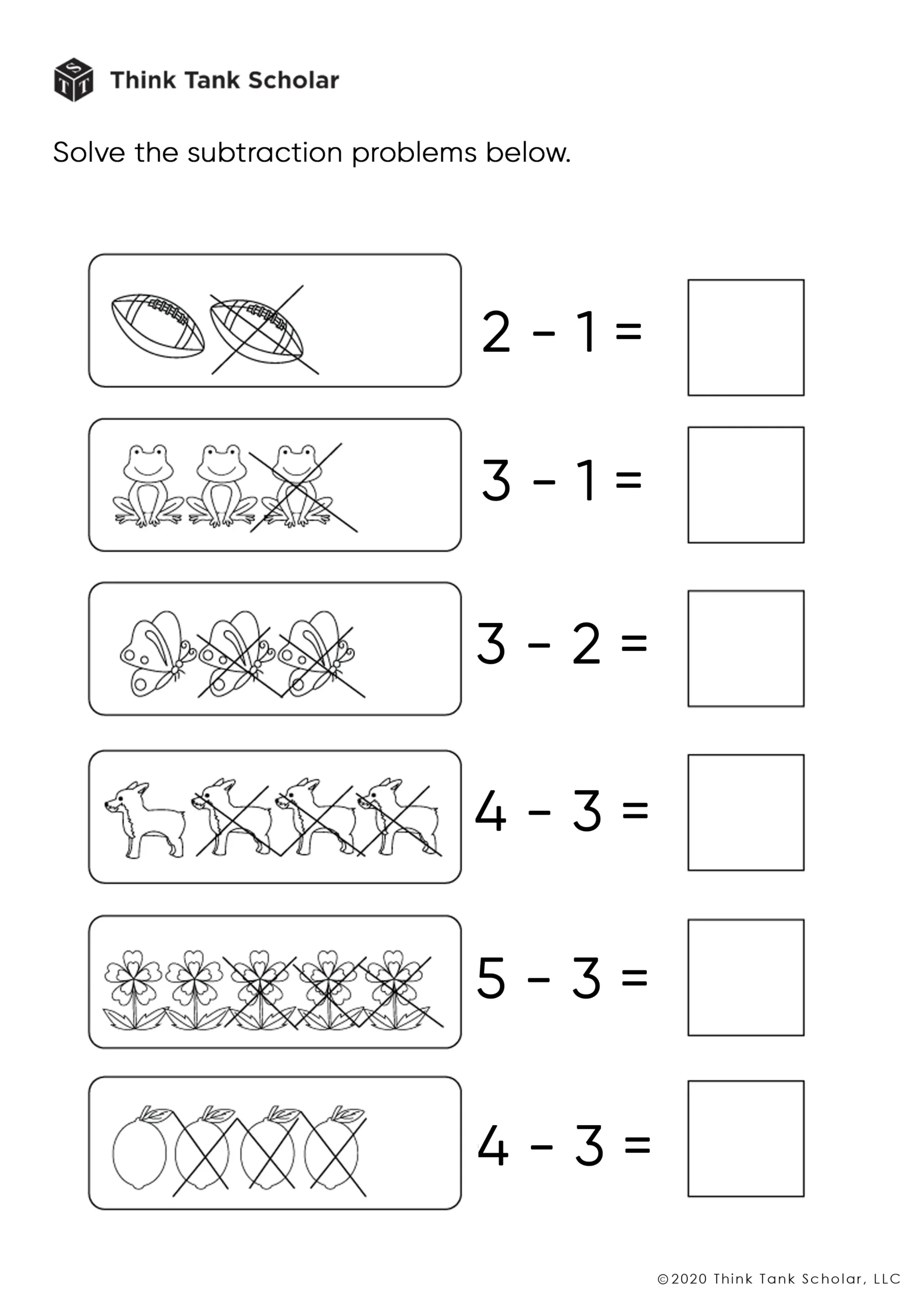 Printable Subtraction Worksheets