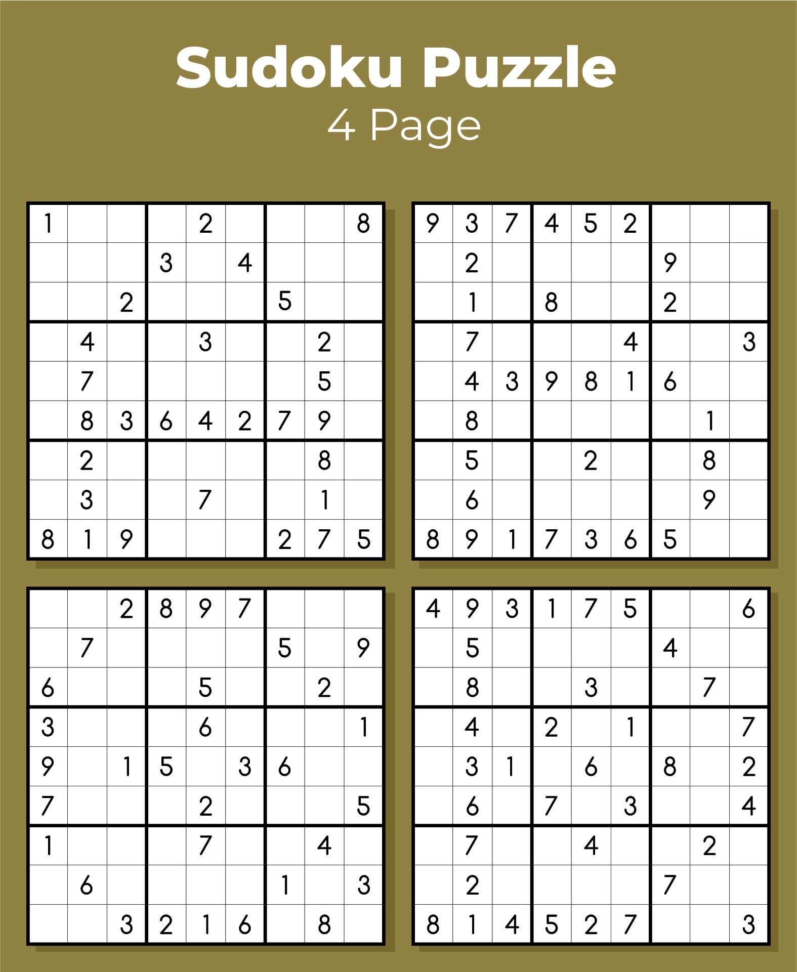 Sudoku Printable Puzzles 4 Per Page