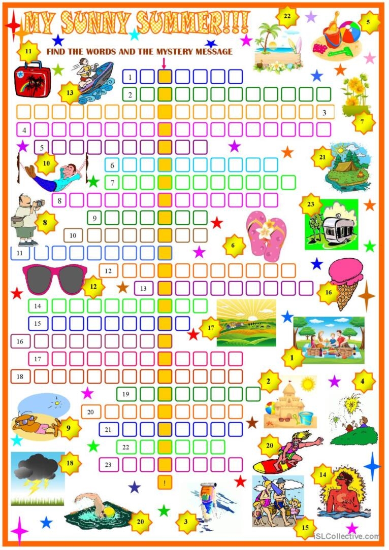 Summer Crossword Puzzle Crossword English ESL Worksheets Pdf amp Doc Summer Crossword Puzzle Crossword English ESL Worksheets Pdf amp Doc
