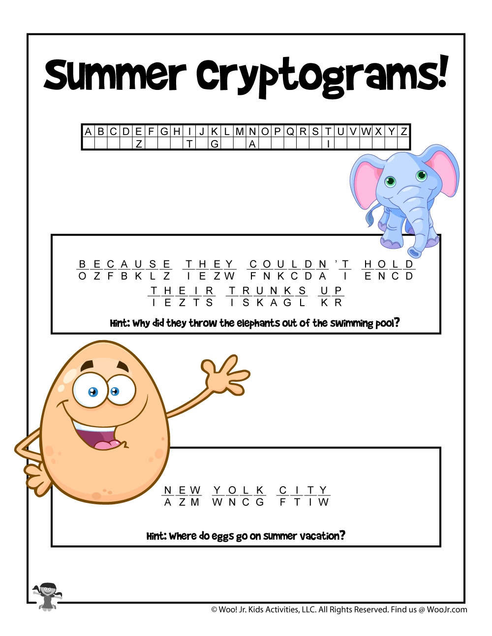 Summer Cryptogram Word Puzzles Woo Jr Kids Activities 