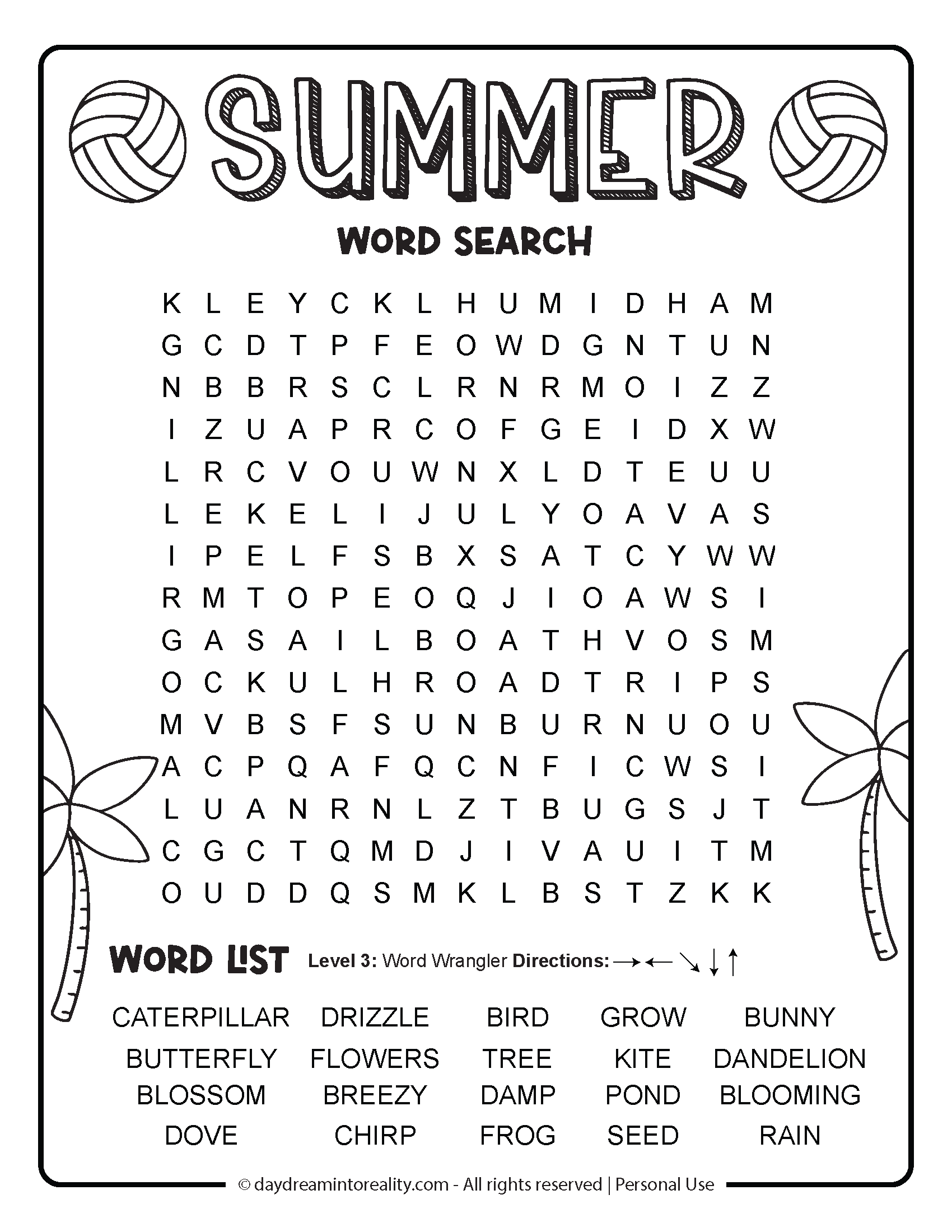 Summer Word Puzzles Printable