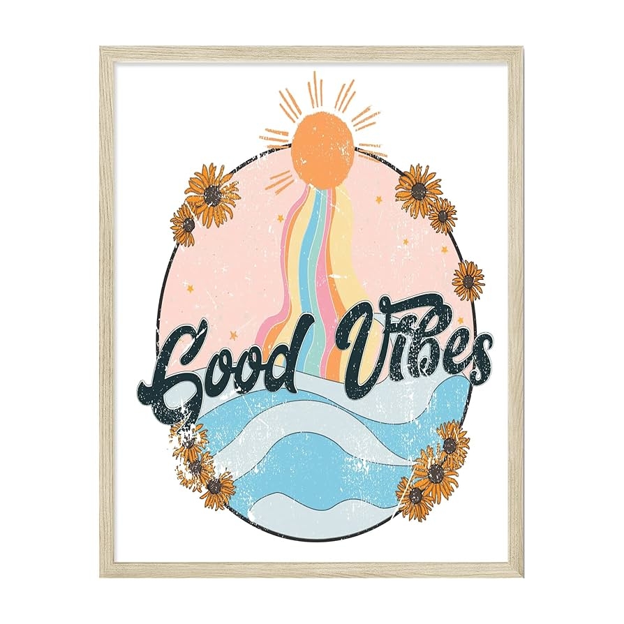 Summit Designs Good Vibes Trendy Wall Art Print Single 11x14 Inch Unframed Poster Hipster Cool Modern Beach Theme Amazon de Home Kitchen