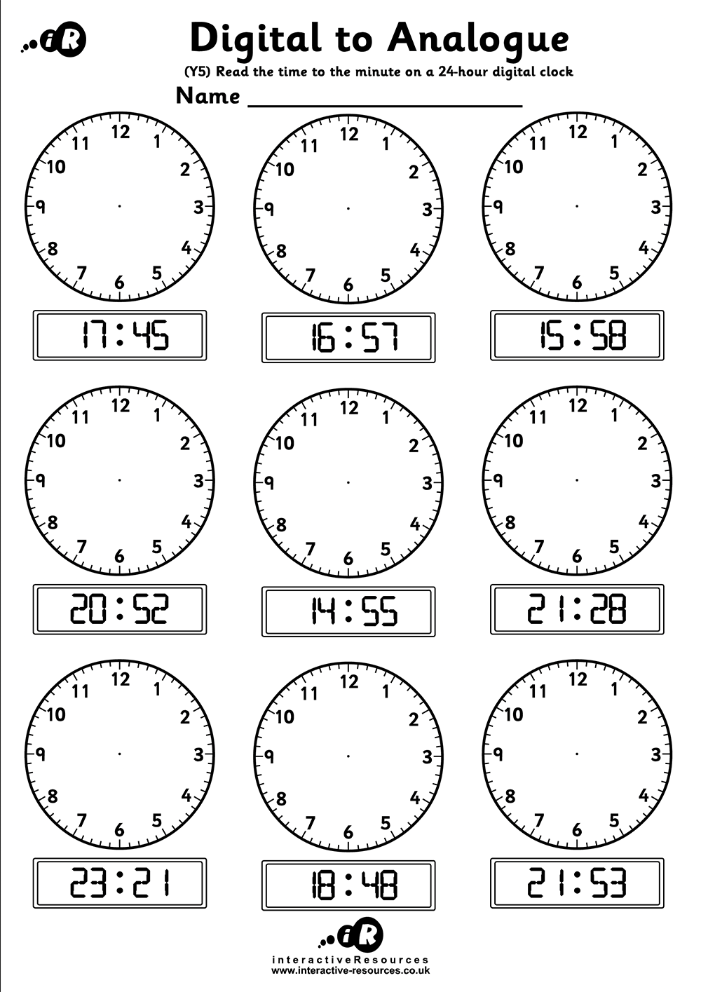 Clock Worksheet Printable