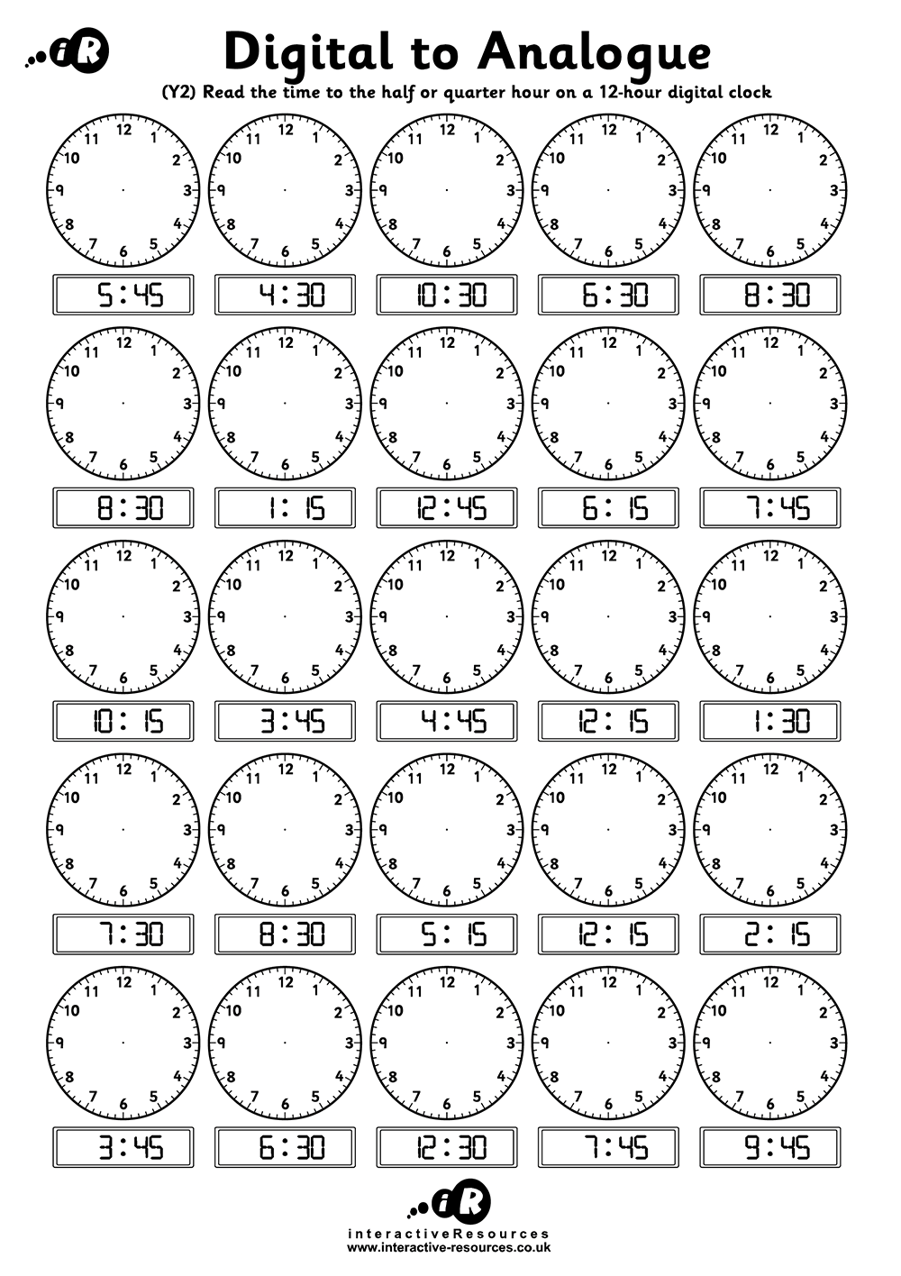 Learning Time Worksheets Printable