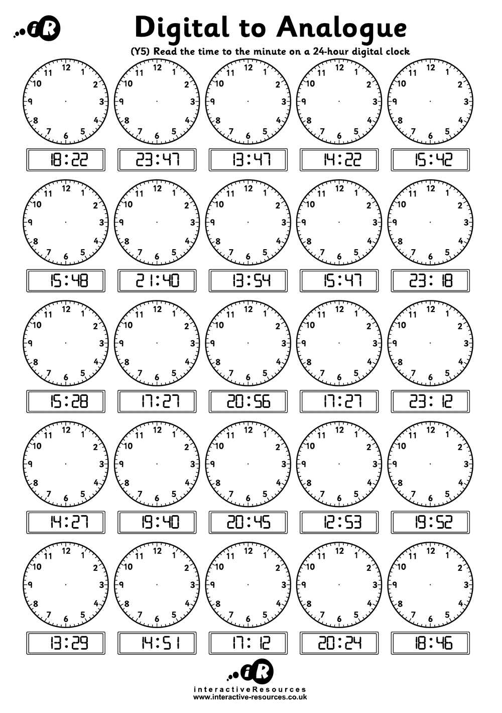 Clock Worksheets Printable