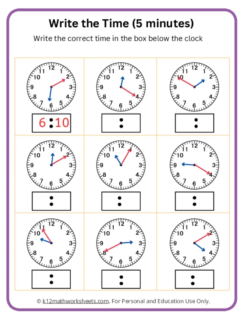 Telling Time Worksheets