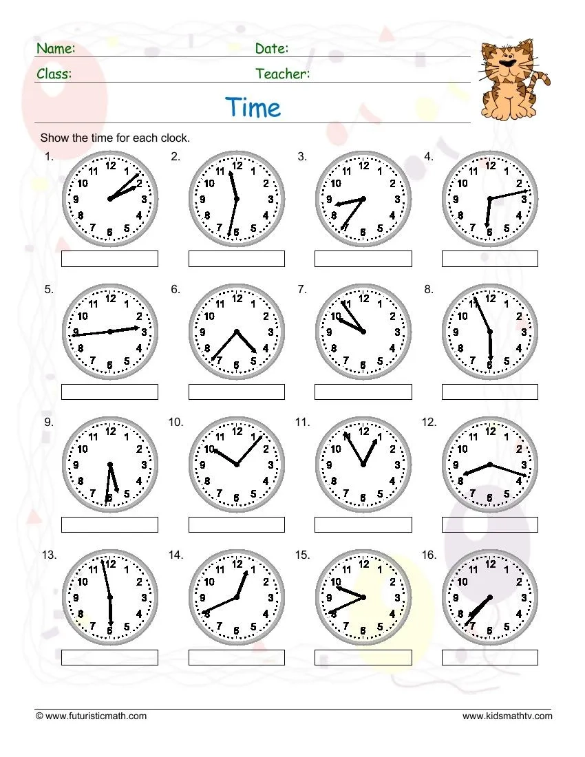 Free Printable Worksheets For Telling Time