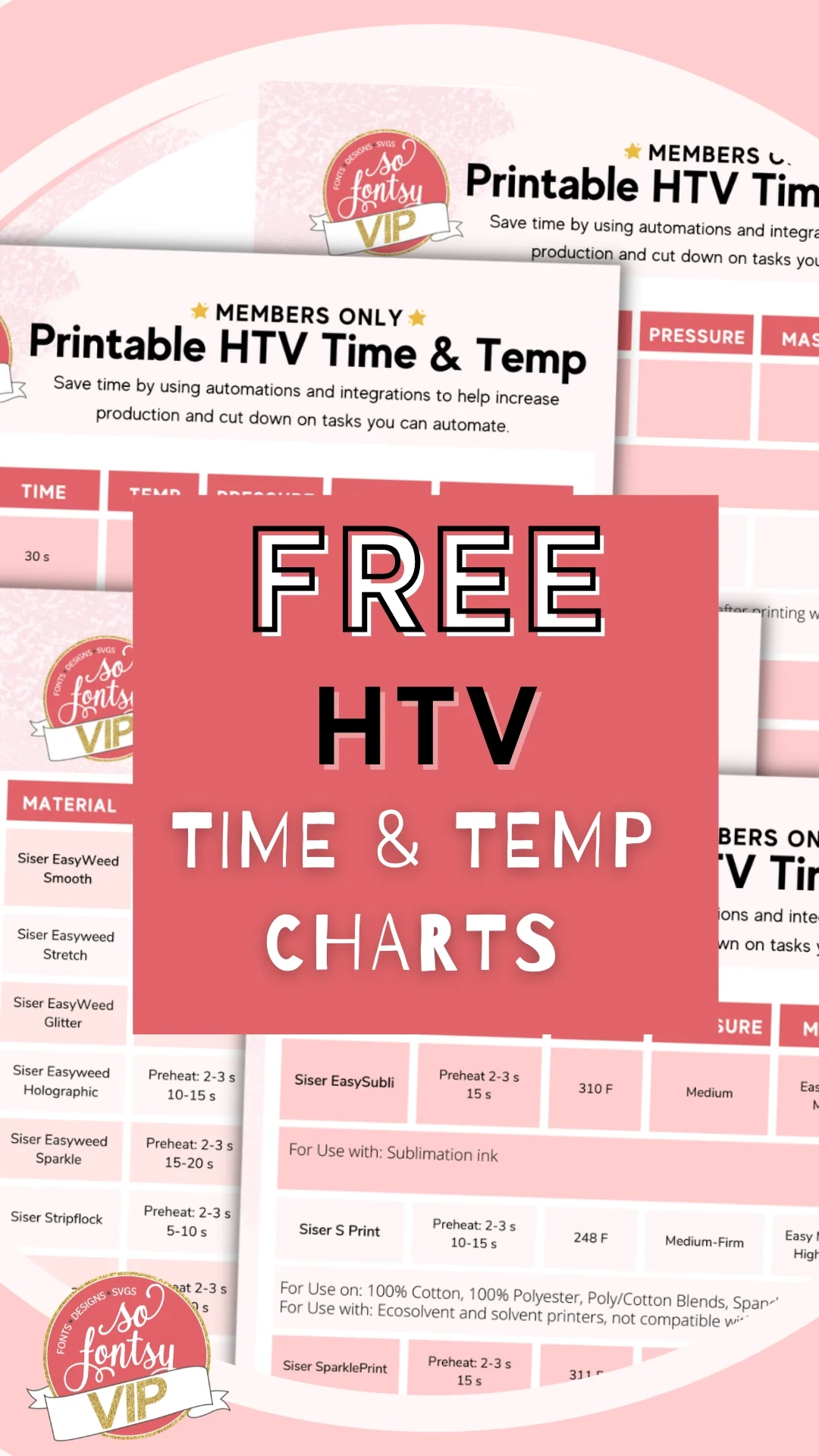 Temperature And Time For HTV Vinyl Free Printable Cheat Sheets Silhouette School