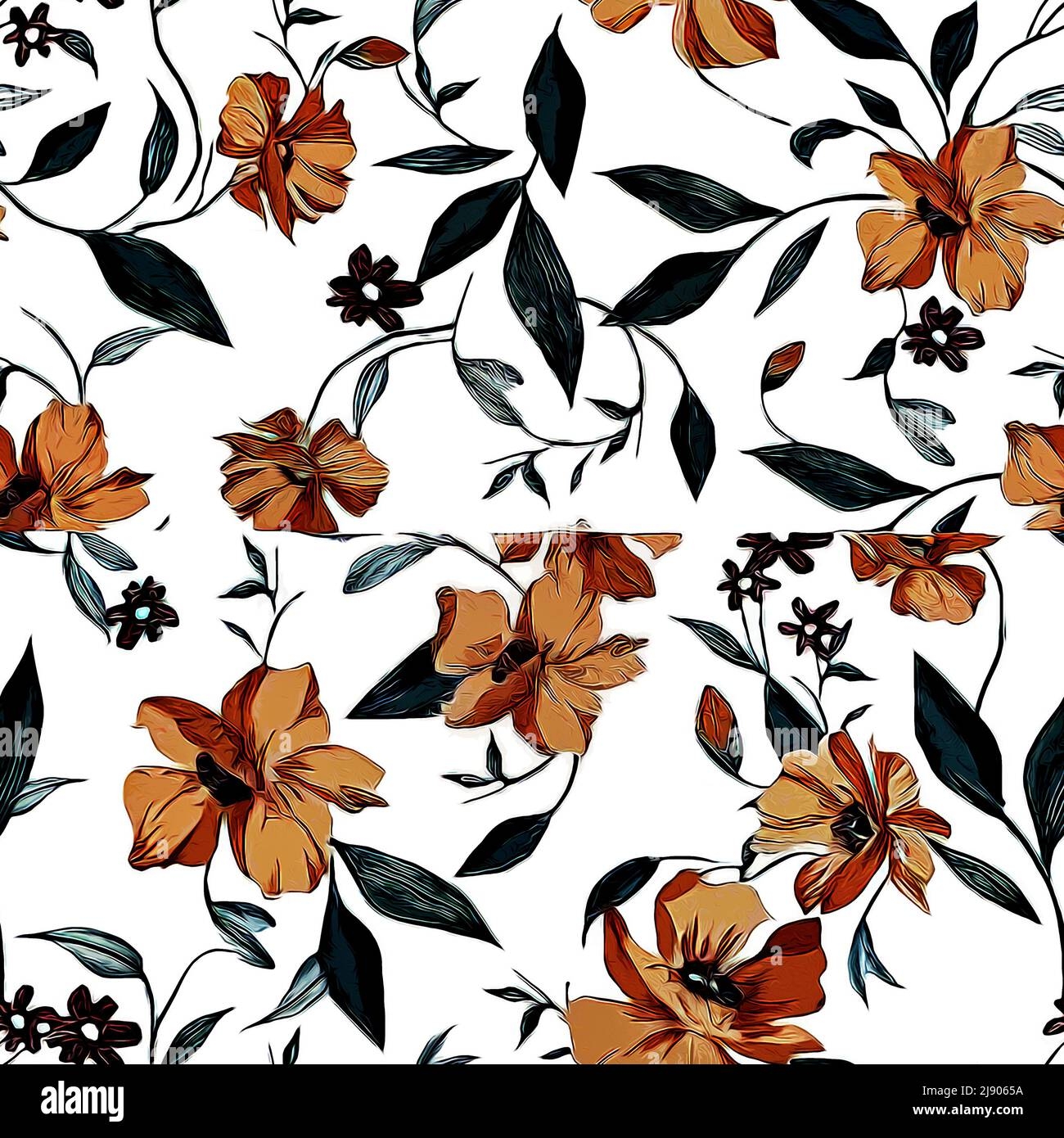 Textile And Wallpaper Patterns A Printable Digital Illustration Work Floral Print Designs Stock Photo Alamy