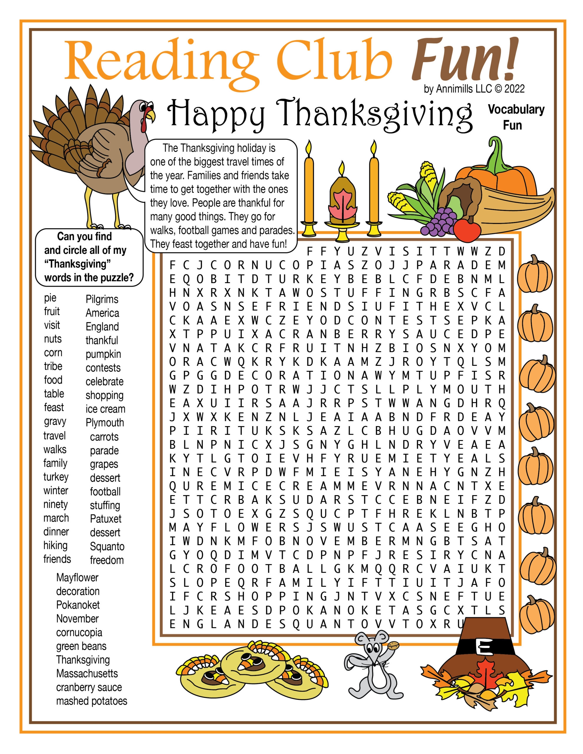 Thanksgiving Then amp Now Printable Vocabulary Word Search Puzzle 